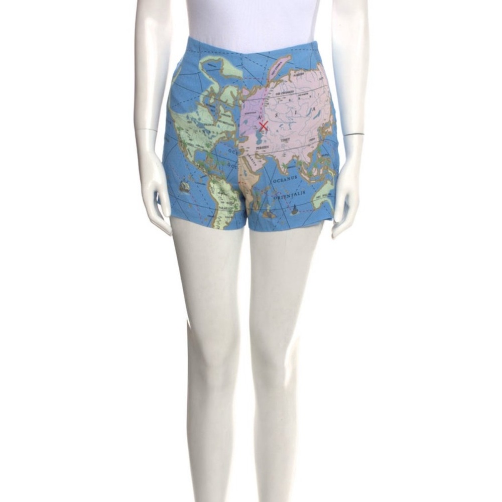 FINAL SALE - Staud blue “map of the world” shorts